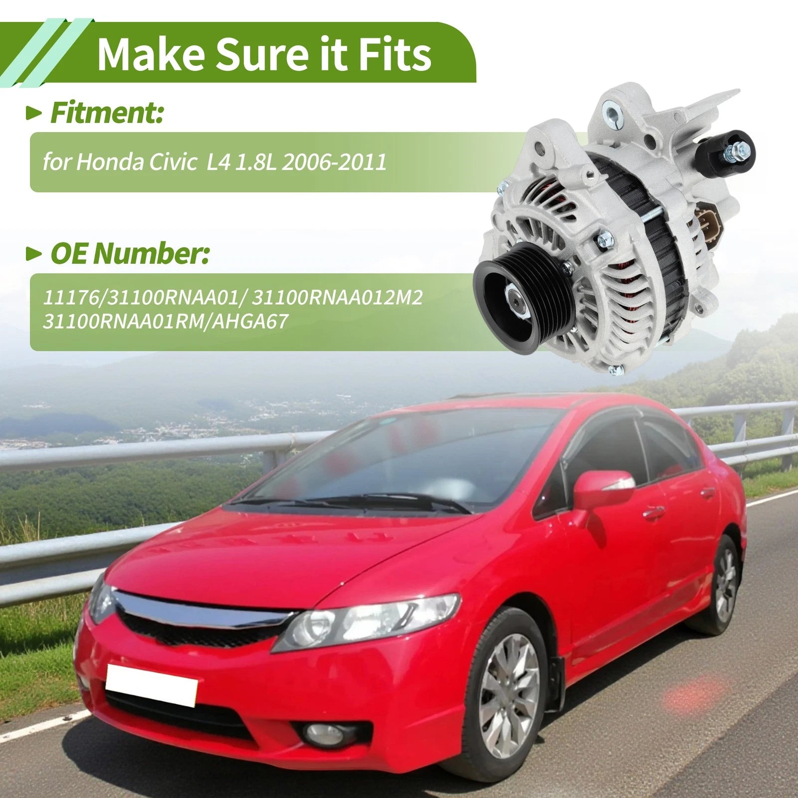 Alternator 80A 12V for Honda Civic (2006–2011) No. 31100RNAA01RM