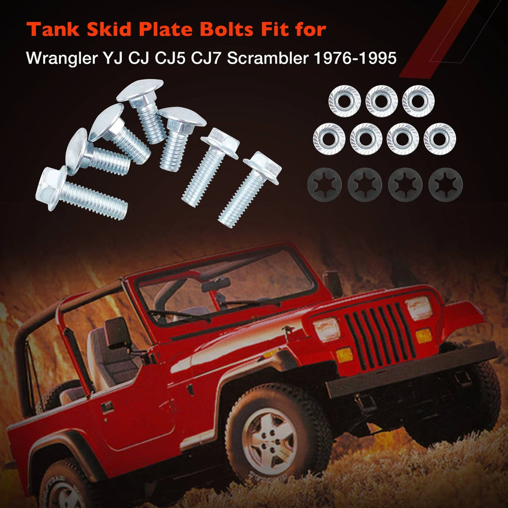 7 Kit Gas Tank Skid Plate Bolts for Jeep Wrangler YJ CJ5 (1976–1995)
