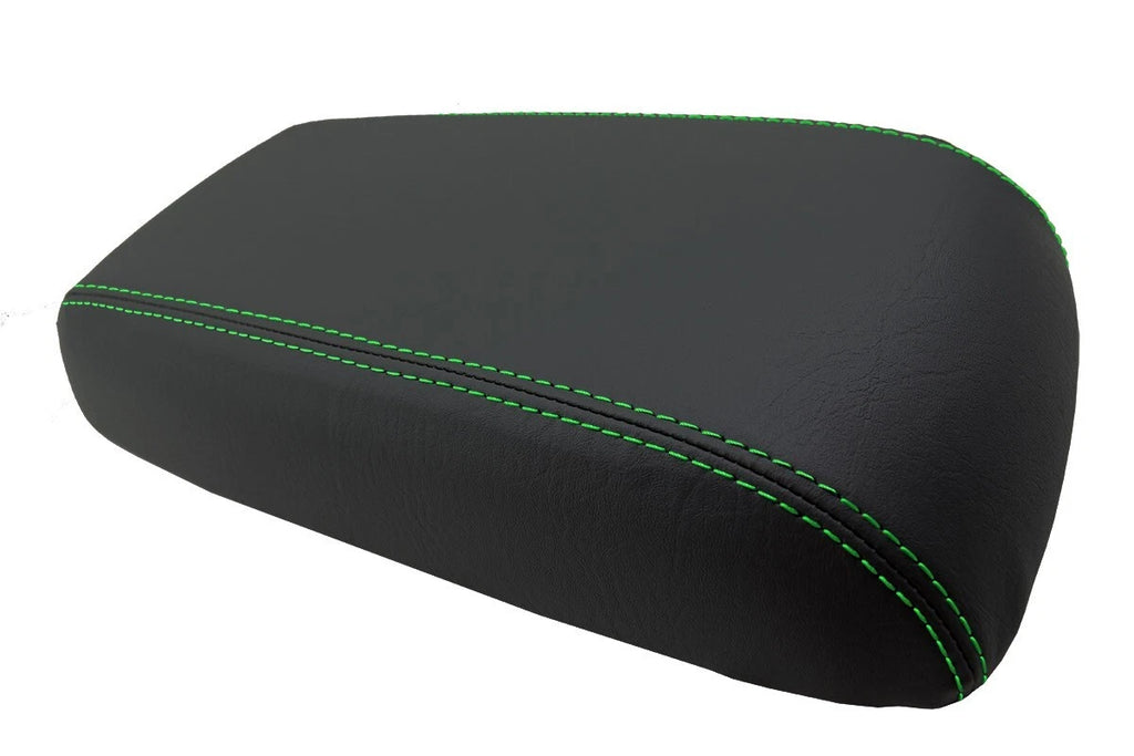 Leather Console Lid Armrest Cover for Ford Escape (2005–2007) Green Stitch