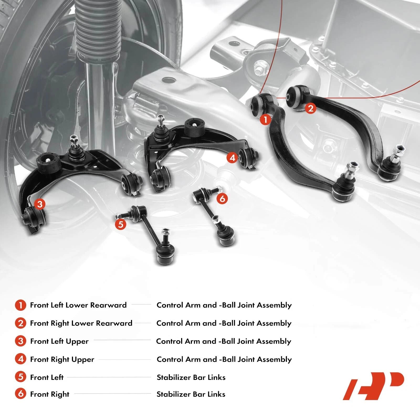 6x Front Control Arm Sway Bar Link for Ford Fusion Lincoln MKZ (2013–2020)