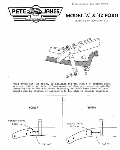 Weld-On Front Shock Kit for 1928–1932 Ford Model A and Steel Body