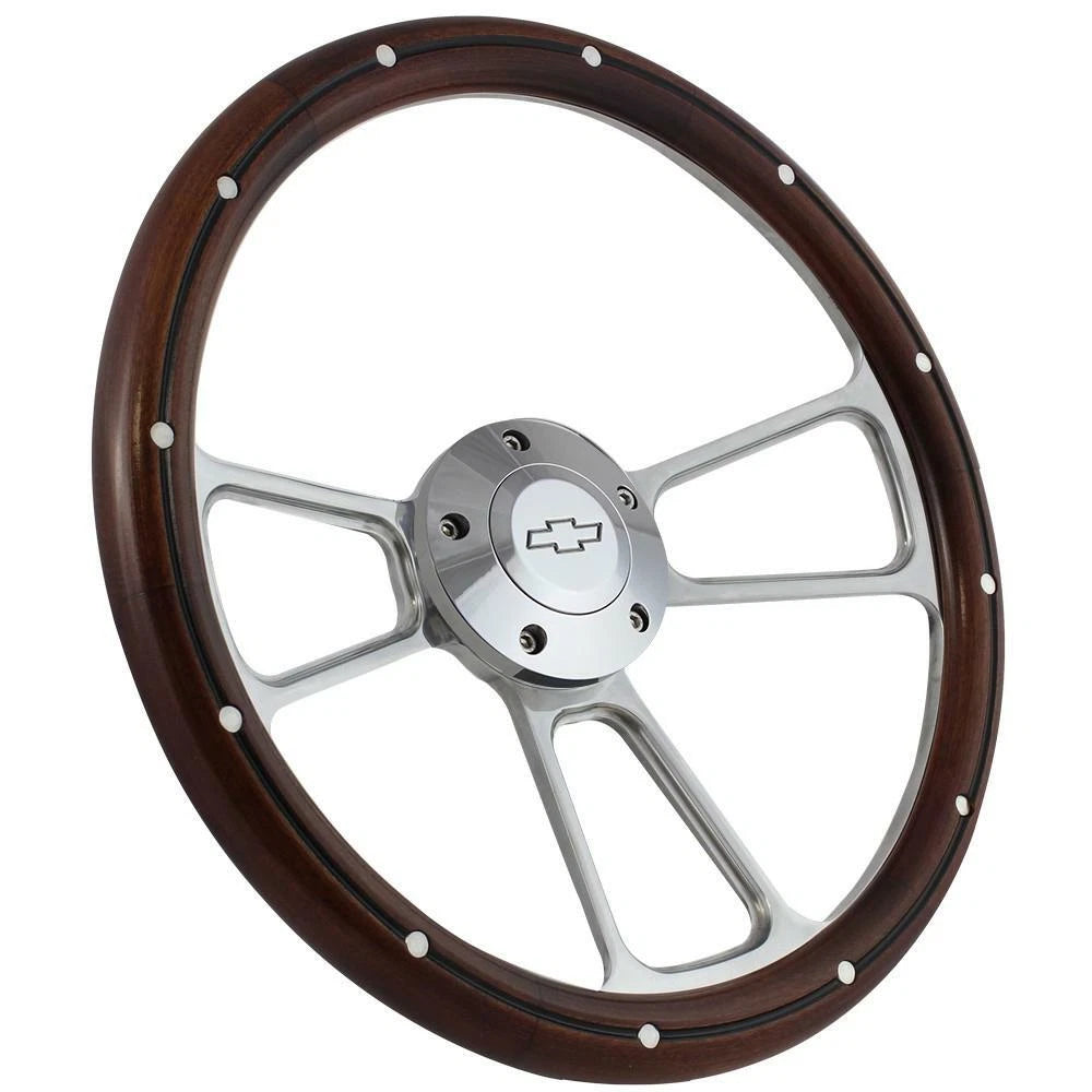 Steering Wheel Wood Grip Bowtie Horn for 1970–1973 Chevrolet C10 GMC