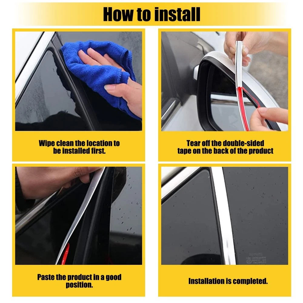 Chrome Molding Trim for Automotive Trunk Body Side Bumper Strip (0.47")