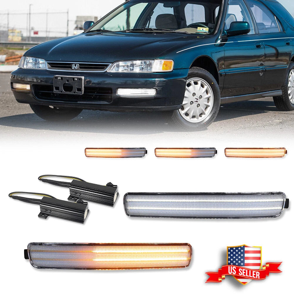 2X Clear Switchback LED Signal Lights for Honda Accord (1996–1997)