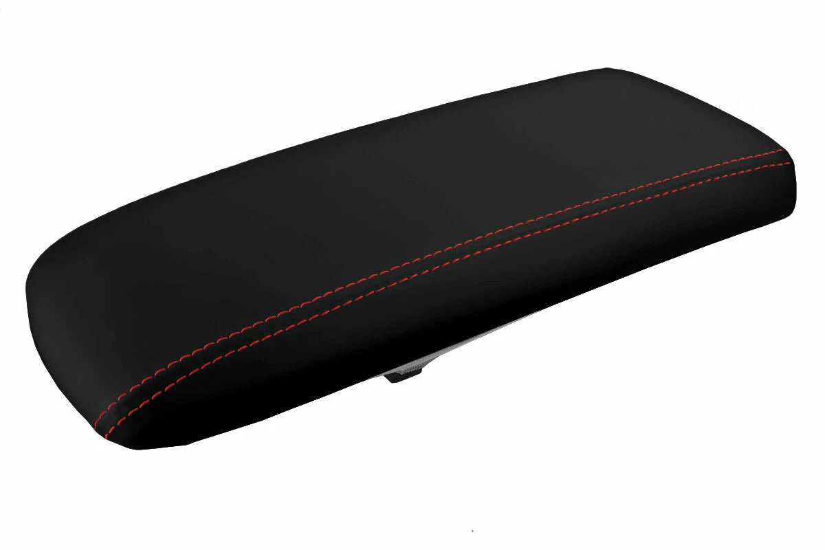 Leather Console Lid Armrest Cover for Ford Explorer (1995–2001) Red Stitch