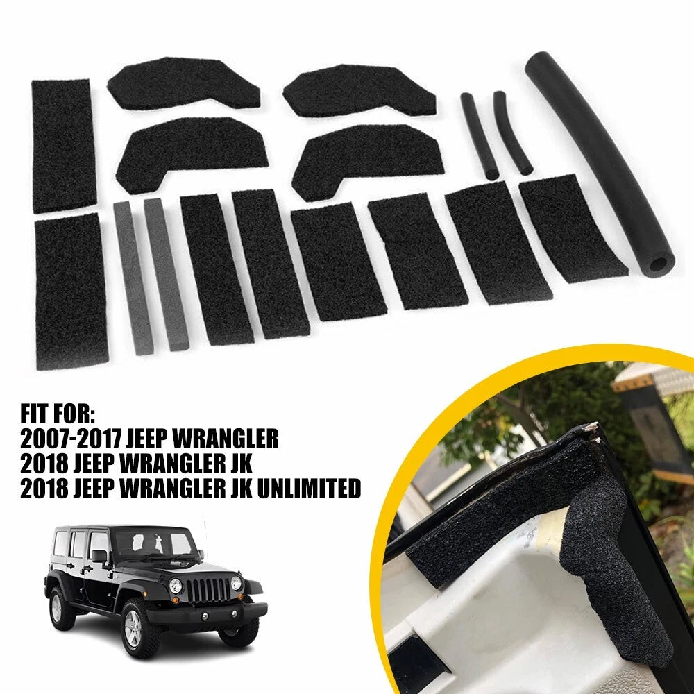 17PCS Hardtop Headliner Roof Seal Kit for Jeep Wrangler (2007–2017)