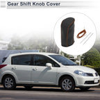 Gear Shift Knob Cover for Nissan Tiida (2004–2012) Black Brown Faux Leather