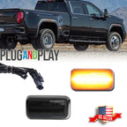 2X Smoke Lens Amber LED Rear Fender Marker Light for Chevy GMC 2500/3500HD (2015–2023)
