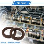 2X Oil Seal Rotary Shaft Seal FKM Rubber 50x70x10mm for Various Models
