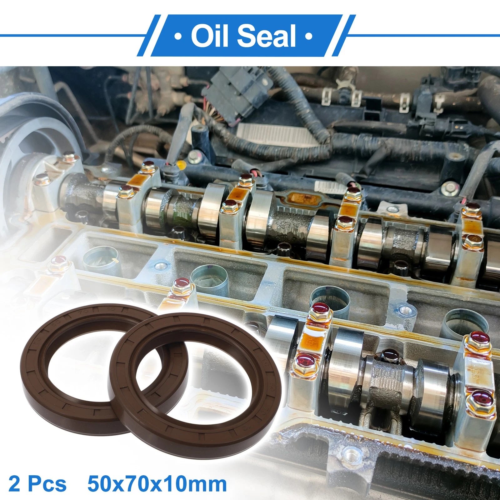 2X Oil Seal Rotary Shaft Seal FKM Rubber 50x70x10mm for Various Models