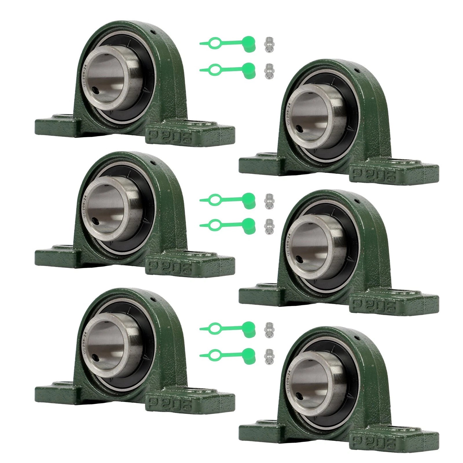 Set of 6 Pillow Block Bearings for Various Applications (Self-Aligning)