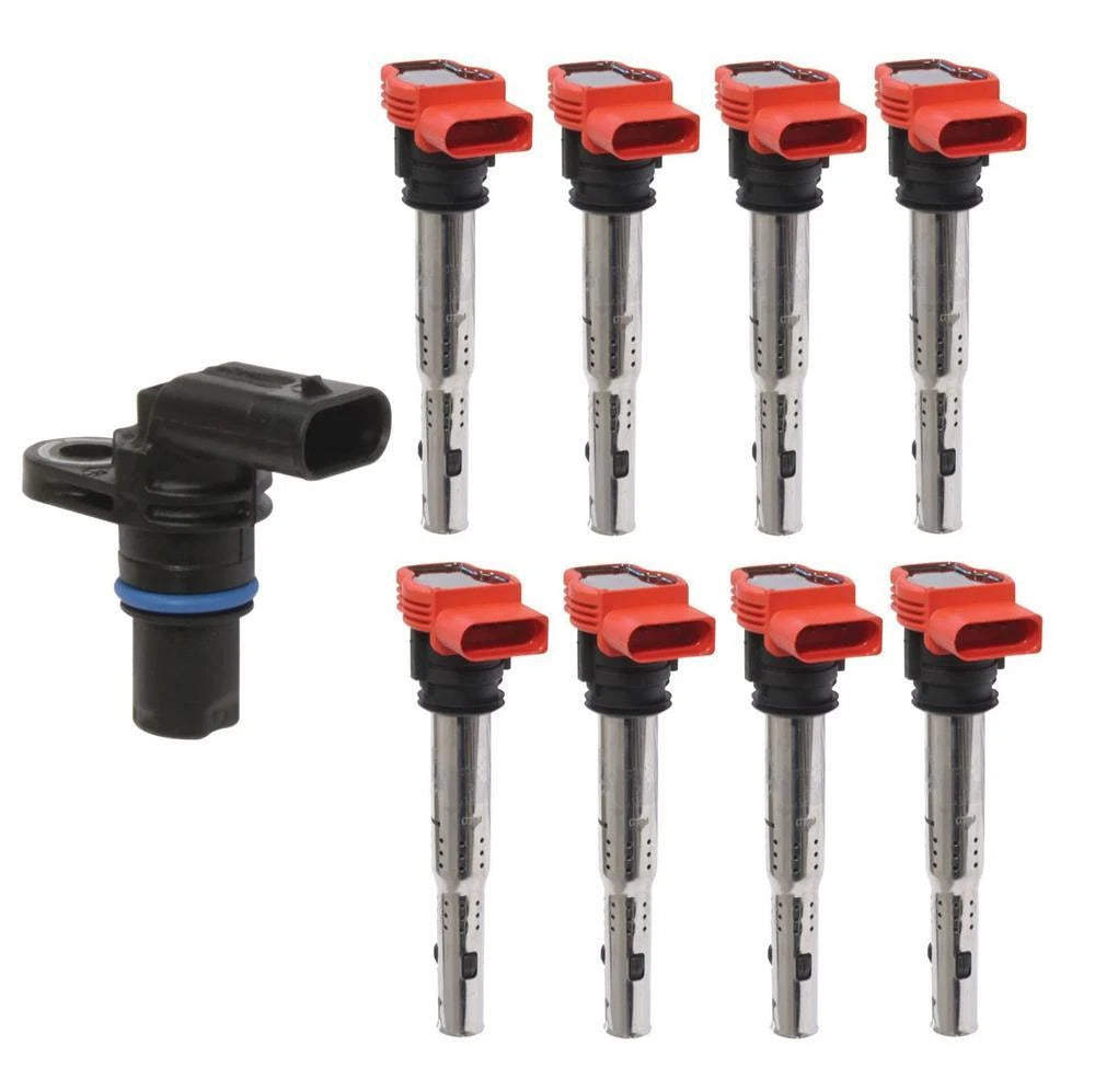 Hitachi Camshaft Position Sensor & 8 Ignition Coils Kit for Audi A8 Quattro S5 (2005–2012)