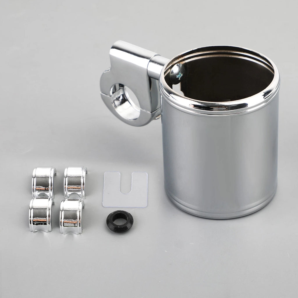 Chrome Cup Bottle Holder for Chopper Cruiser Bobber (7/8" 1" 1-1/4")
