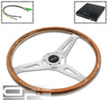 NRG 365mm 6-Hole Wood Grain Steering Wheel for Universal Fit (Rivet + Horn)