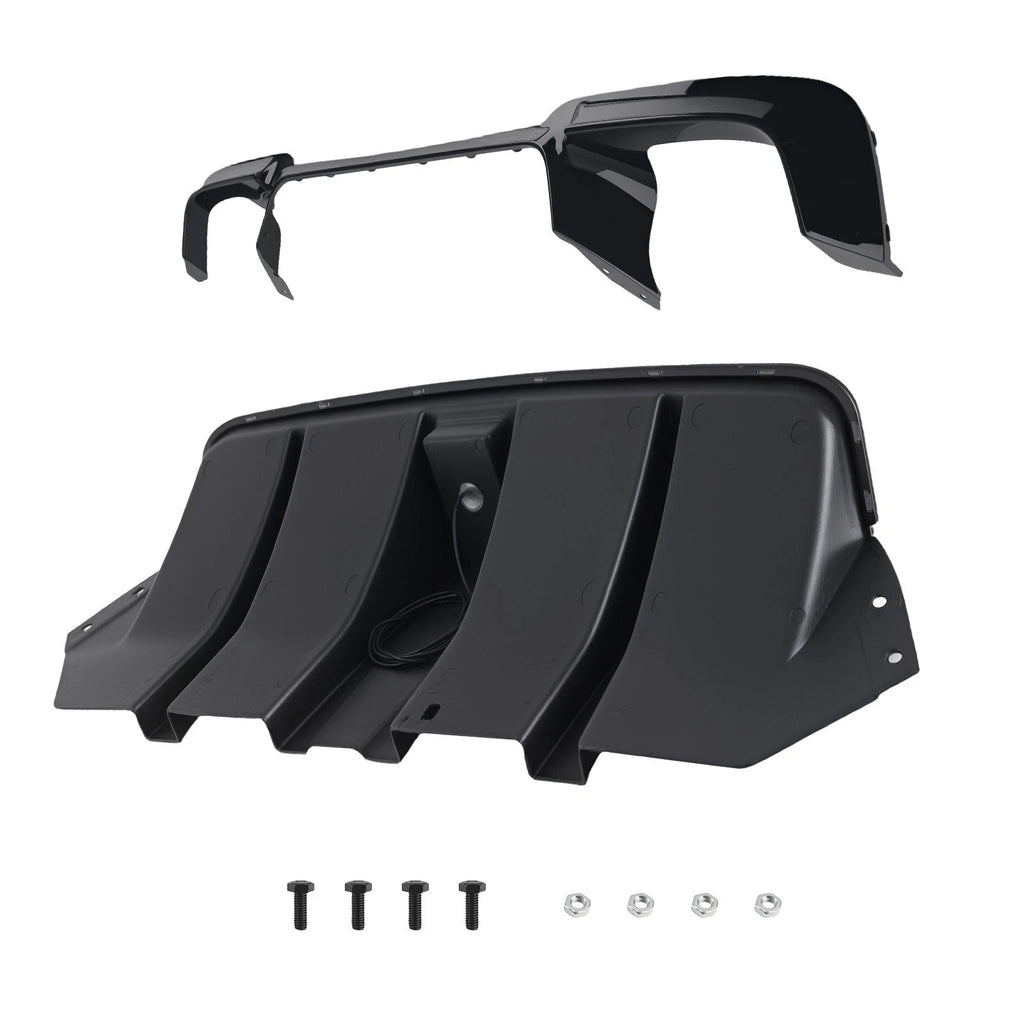 Rear Bumper Diffuser Lip Gloss Black w/ Red LED for BMW F10 M5 (2010–2016)
