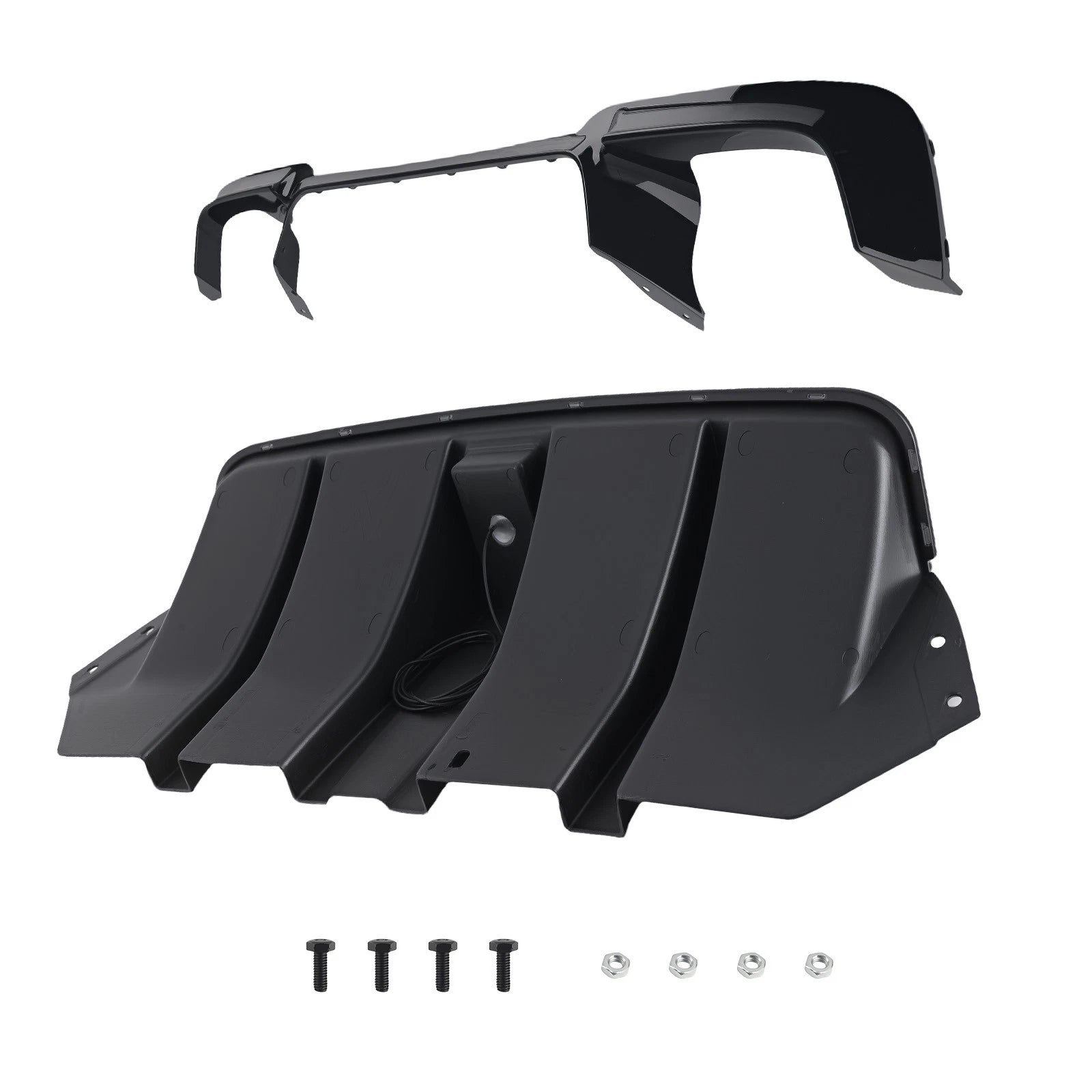 Rear Bumper Diffuser Lip Gloss Black w/ Red LED for BMW F10 M5 (2010–2016)