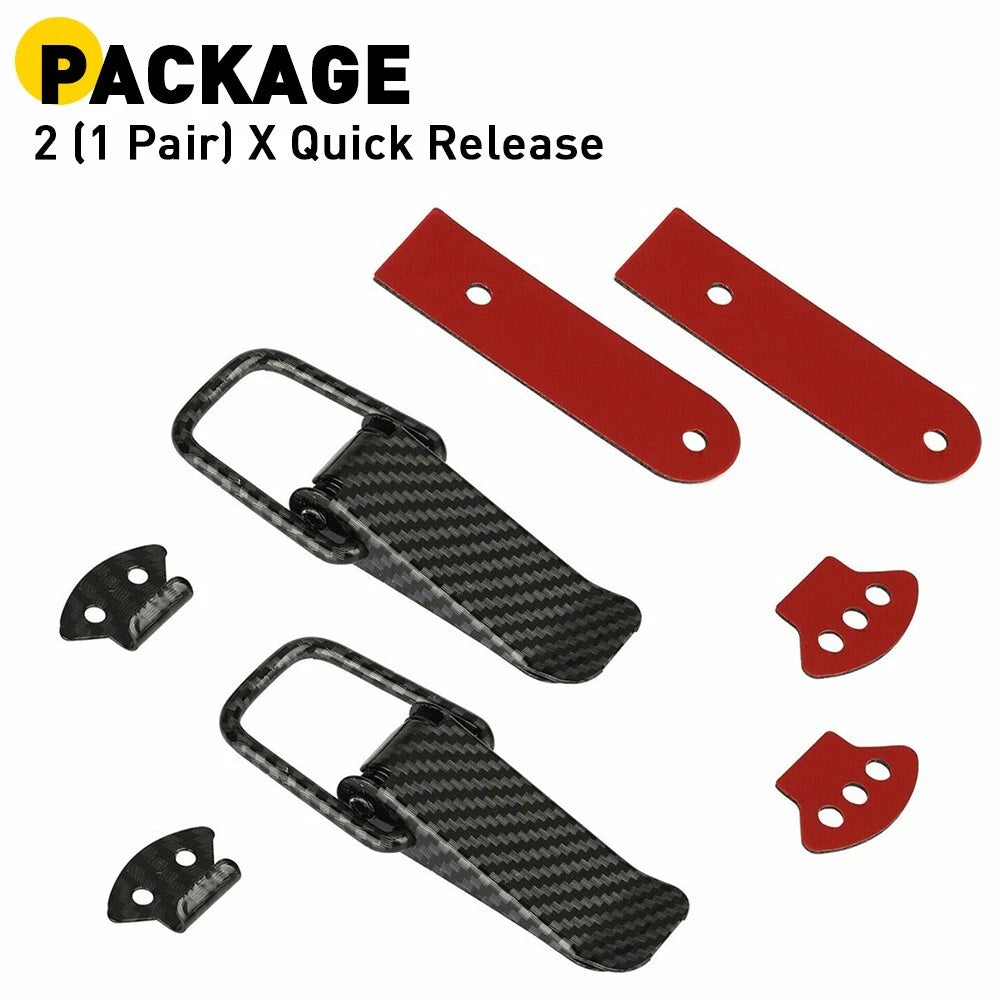 2X Quick Release Bumper Hatch Buckle Fasteners for Auto Car (Carbon Fiber)
