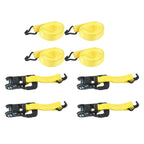 Set of 4 Ratchet Tie Down Straps with J-hook 11000lbs Load Capacity