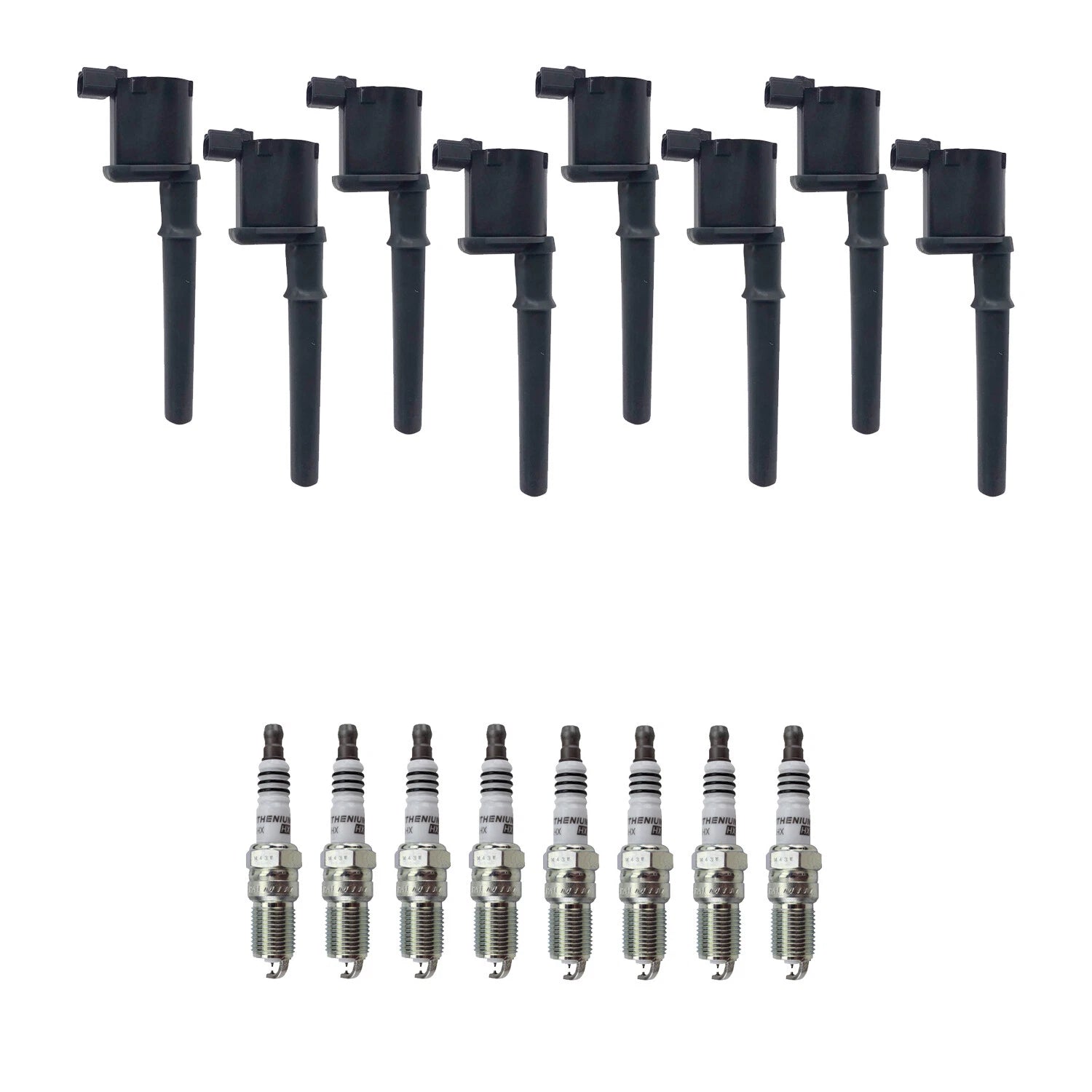 Set of 8 Ignition Coils & NGK Ruthenium Spark Plugs for Mustang V8