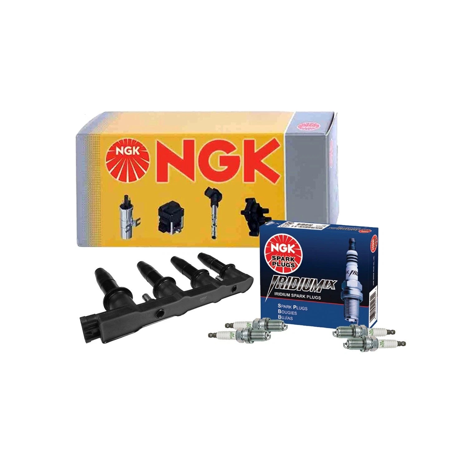 NGK Ignition Coil Assembly & 4 V-Power Spark Plugs for Cruze Sonic (2011–2016)