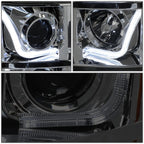 Smoked Amber Signal 3D LED Bar Projector Headlights for GMC Sierra (2007–2014)