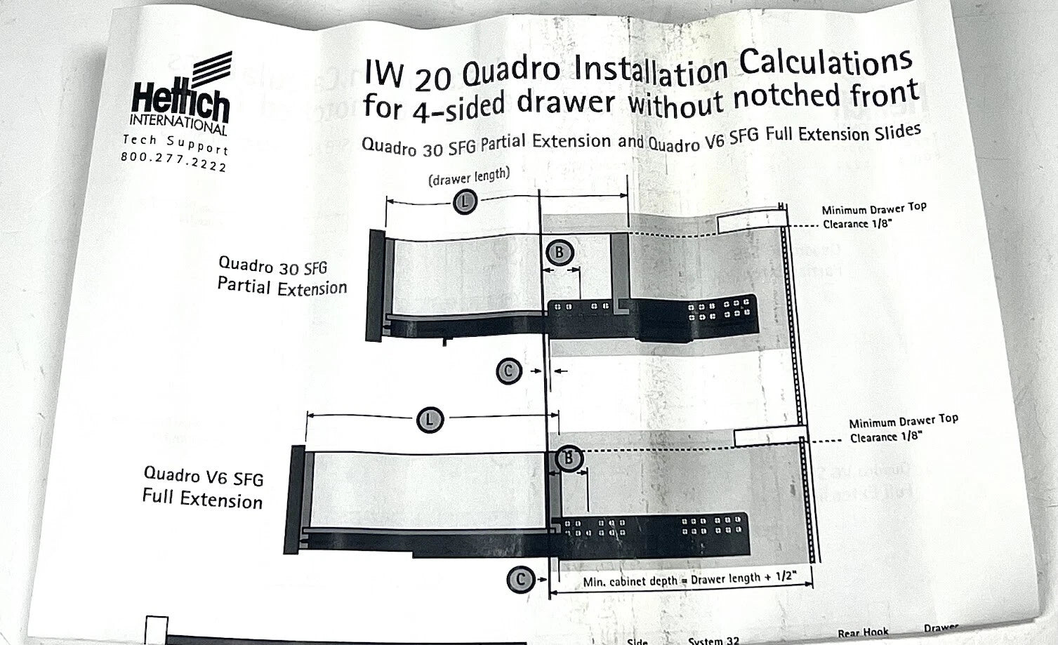 Set of 4 Hettich Quadro V6 SFG Drawer Slides 600mm x IW 20mm (OEM)