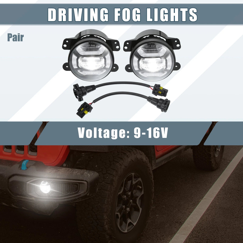 Pair 4 Inch LED Fog Lights for Jeep Grand Cherokee (2011–2013)