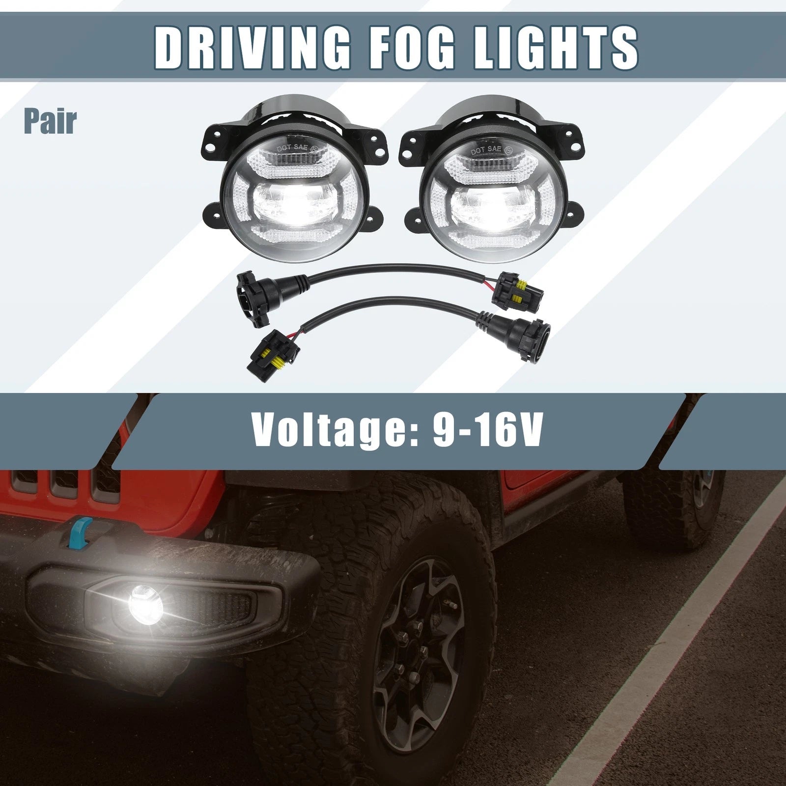 Pair 4 Inch LED Fog Lights for Jeep Grand Cherokee (2011–2013)