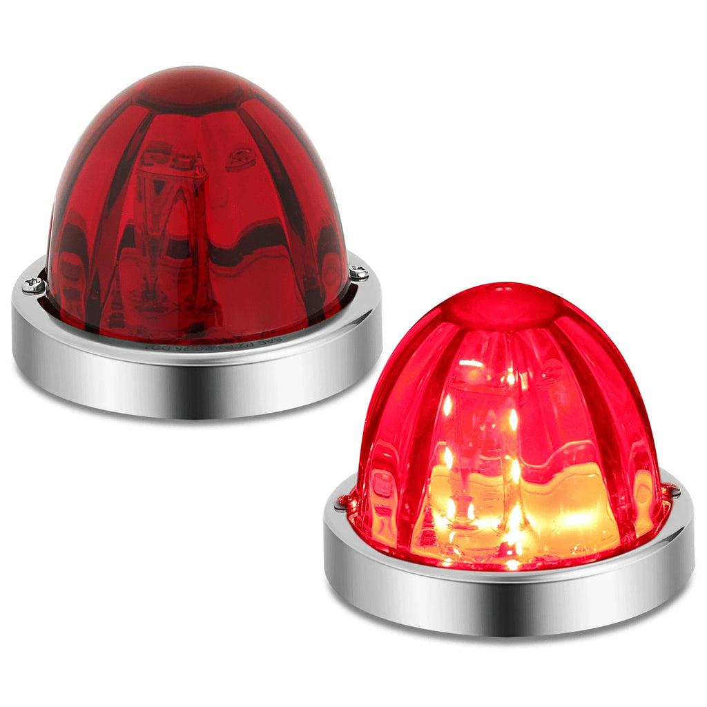 Pair Chrome Red LED Side Marker Lights for