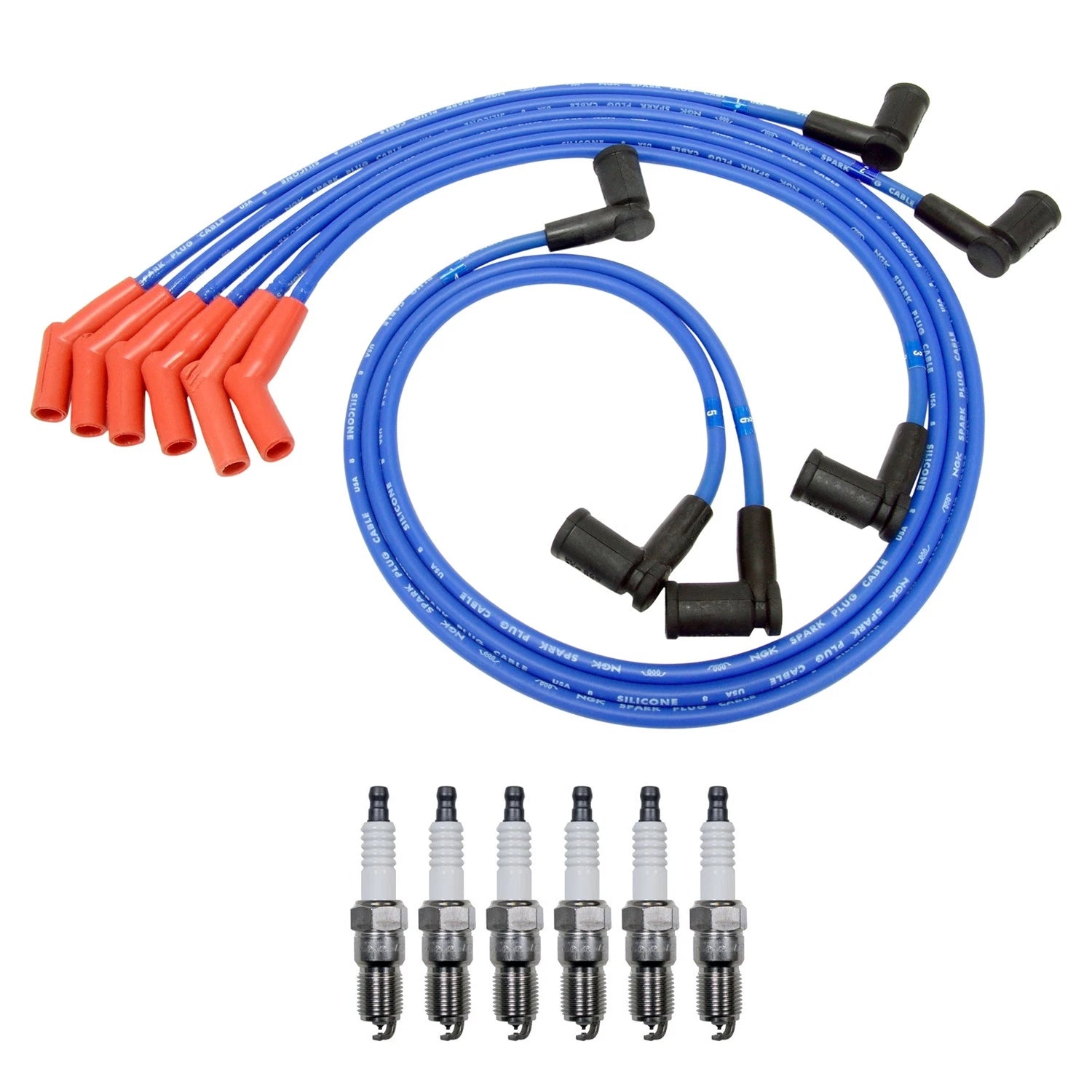 NGK Wire Set & Denso 6 Platinum TT Spark Plugs Kit for E-150, E-250, F-150 (1997–2003)