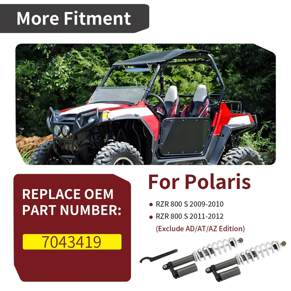 2 x Air Rear Shocks w/ Adjustable Tool for Polaris RZR 800 S (2009–2014)