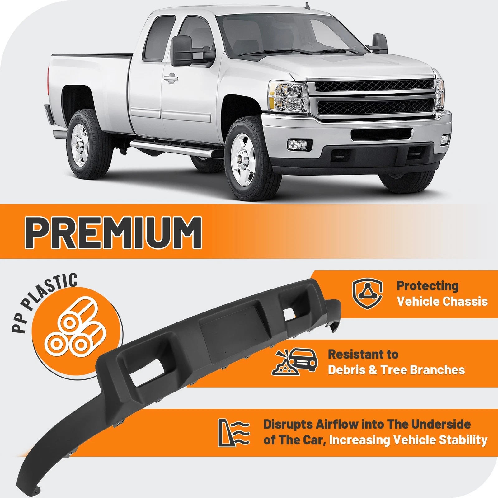 Front Valance Bumper Air Deflector for Chevy Silverado 2500HD 3500HD (2011–2014)