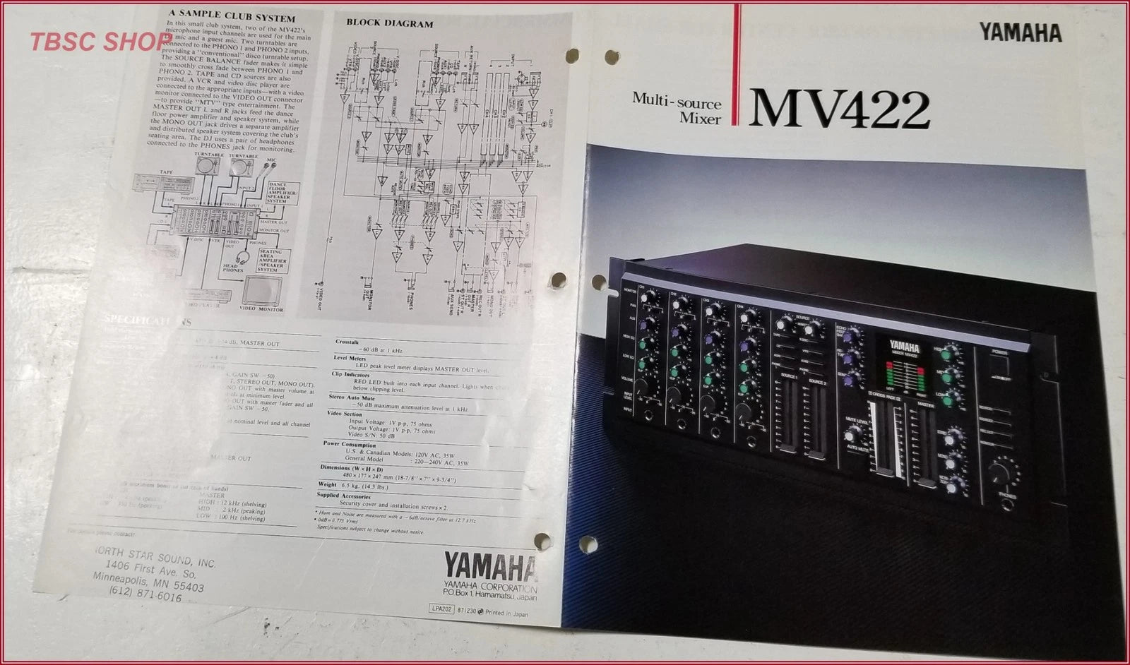 Yamaha MV422 Multi-Source Mixer Sales Brochure for Yamaha MV422