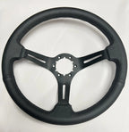 Steering Wheel 14 Inch Black Leather Slotted 6 Hole for Universal Use (—)