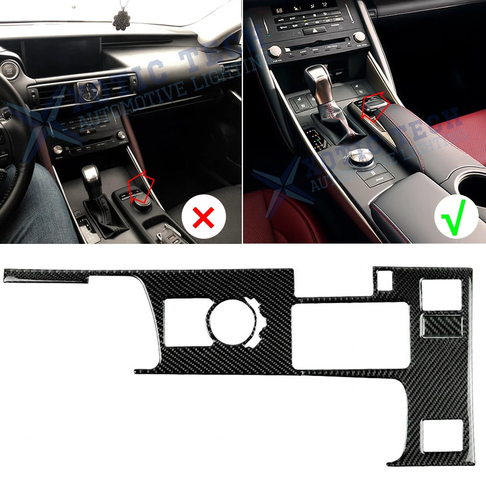 Real Carbon Fiber Gear Shift Box Panel Cover Trim for Lexus IS250/IS300 (2015-2015)
