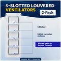 Set of 2 Louvered Ventilators for (13-1/4 x 4-3/4 Inch)