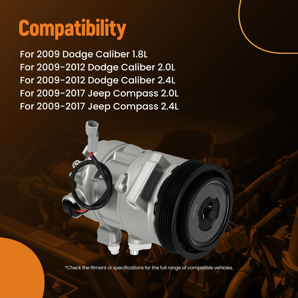 Air Conditioning Compressor for Dodge Caliber 2.0L 2.4L (2009–2012) T158388 6 Groove