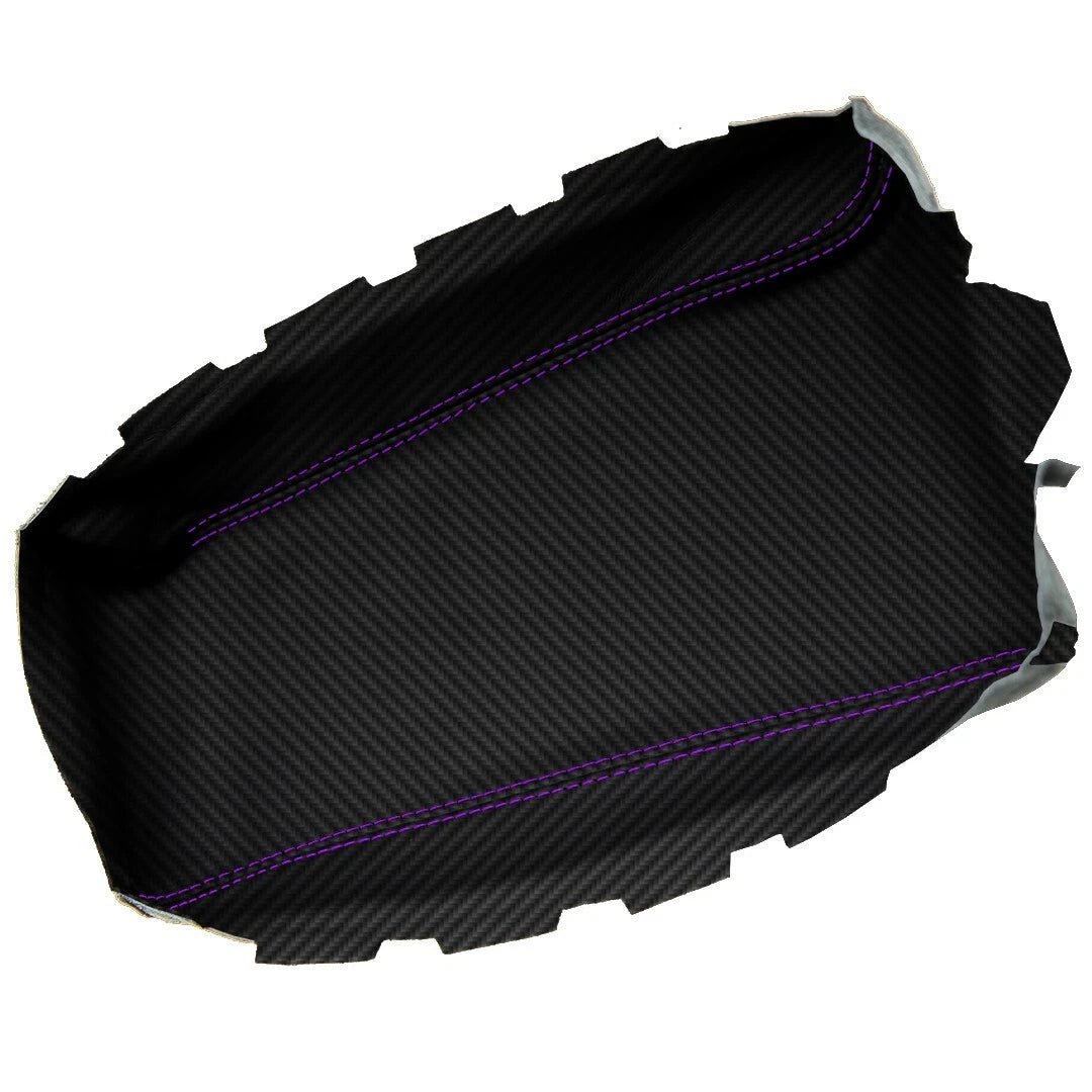 Console Armrest Cover for Jeep Liberty (2008–2013) Carbon Fiber Purple Stitch