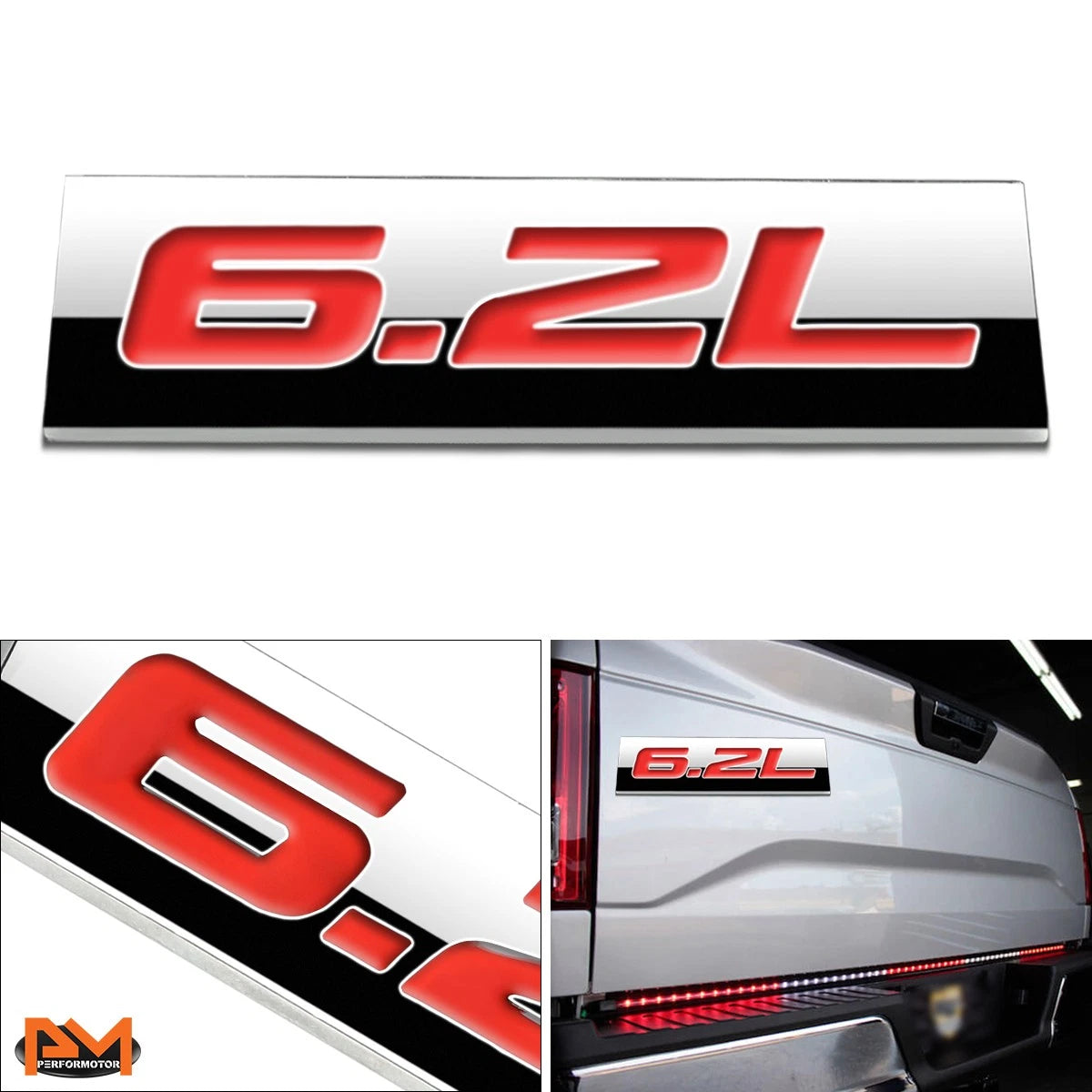 3D Polished Metal Red Decal Emblem for GMC Chevrolet (2010–2023)