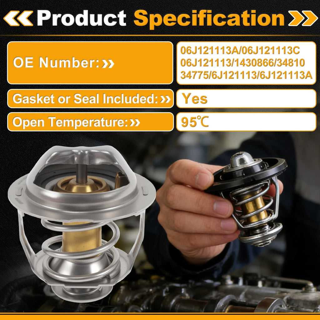 Engine Coolant Thermostat 06J121113A for Audi A3 (2009–2013) with Seal