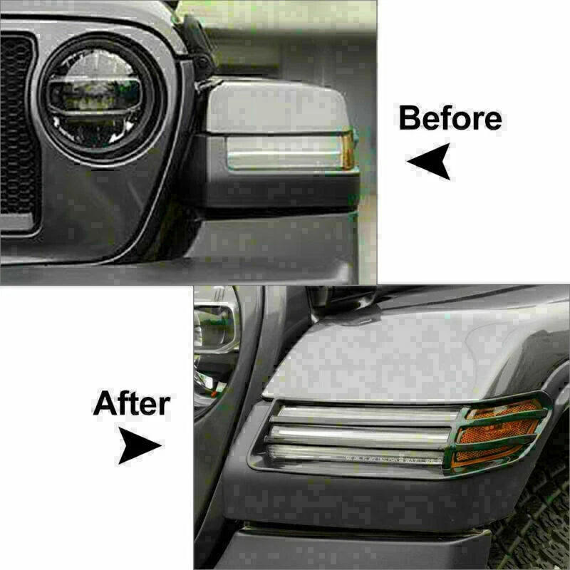 2X Front Wheel Eyebrow Light Decor Cover Trim for Jeep Wrangler JL (2018–2020)