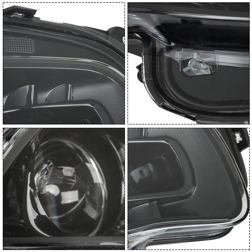 Set of 2 Black Housing Halogen Headlights for Jeep Cherokee (2014-2018)