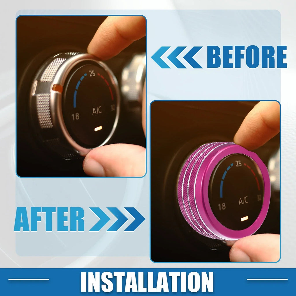 AC Radio Switch Knob Cover Decals for Dodge Durango 2014-2020 - 3 x Pink