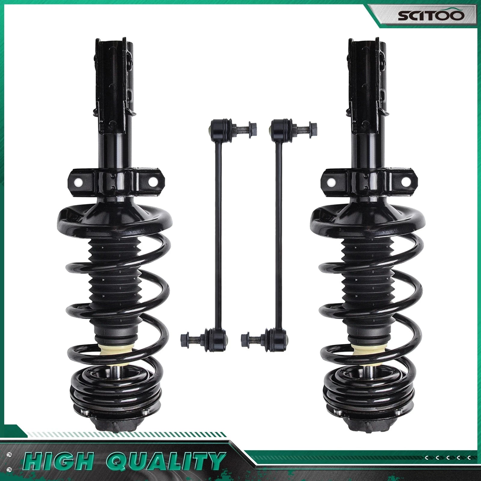 Front Struts w/Coil Spring & Outer Tie Rod Links for Saturn Ion (2005–2007)
