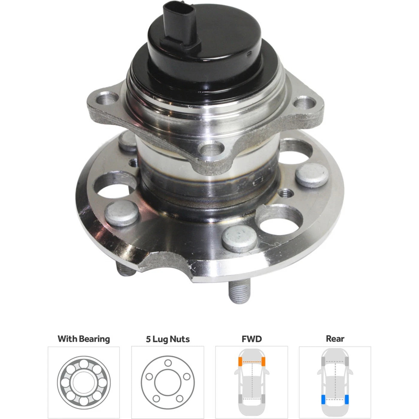 Wheel Hubs for Toyota Sienna (2004–2010) Rear Left & Right with Bearing & Sensor