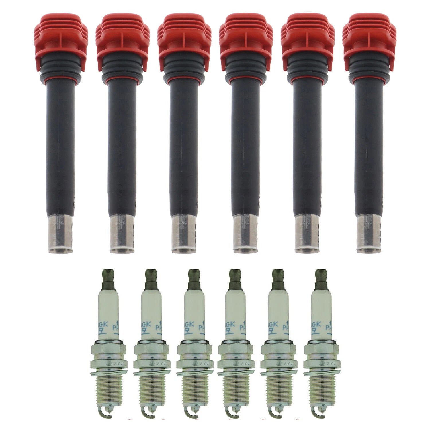 Set of 6 Ignition Coils & NGK Laser Platinum Spark Plugs for A4 Q5 Panamera V6