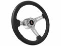 14 Inch Chrome Slotted Steering Wheel Black Leather for Chevrolet Camaro (1967–1968)