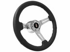 14 Inch Chrome Slotted Steering Wheel Black Leather for Chevrolet Camaro (1967–1968)