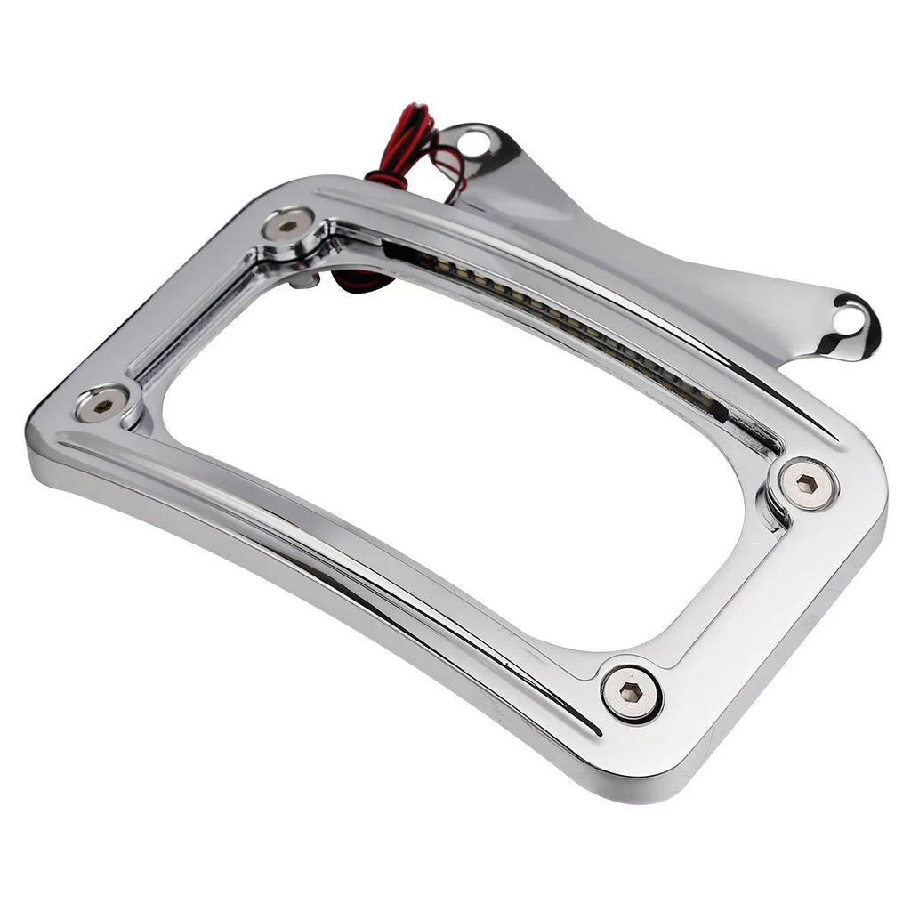Curved LED License Plate Frame for Harley Road King, Glide