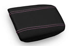 Leather Console Lid Armrest Cover for Volvo S80 (1999–2006) Black Pink Stitch